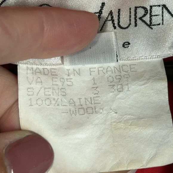 Yves Saint Laurent Encore Women’s Red Suit Jacket & Skirt 100% Wool Size 12 - Picture 12 of 16